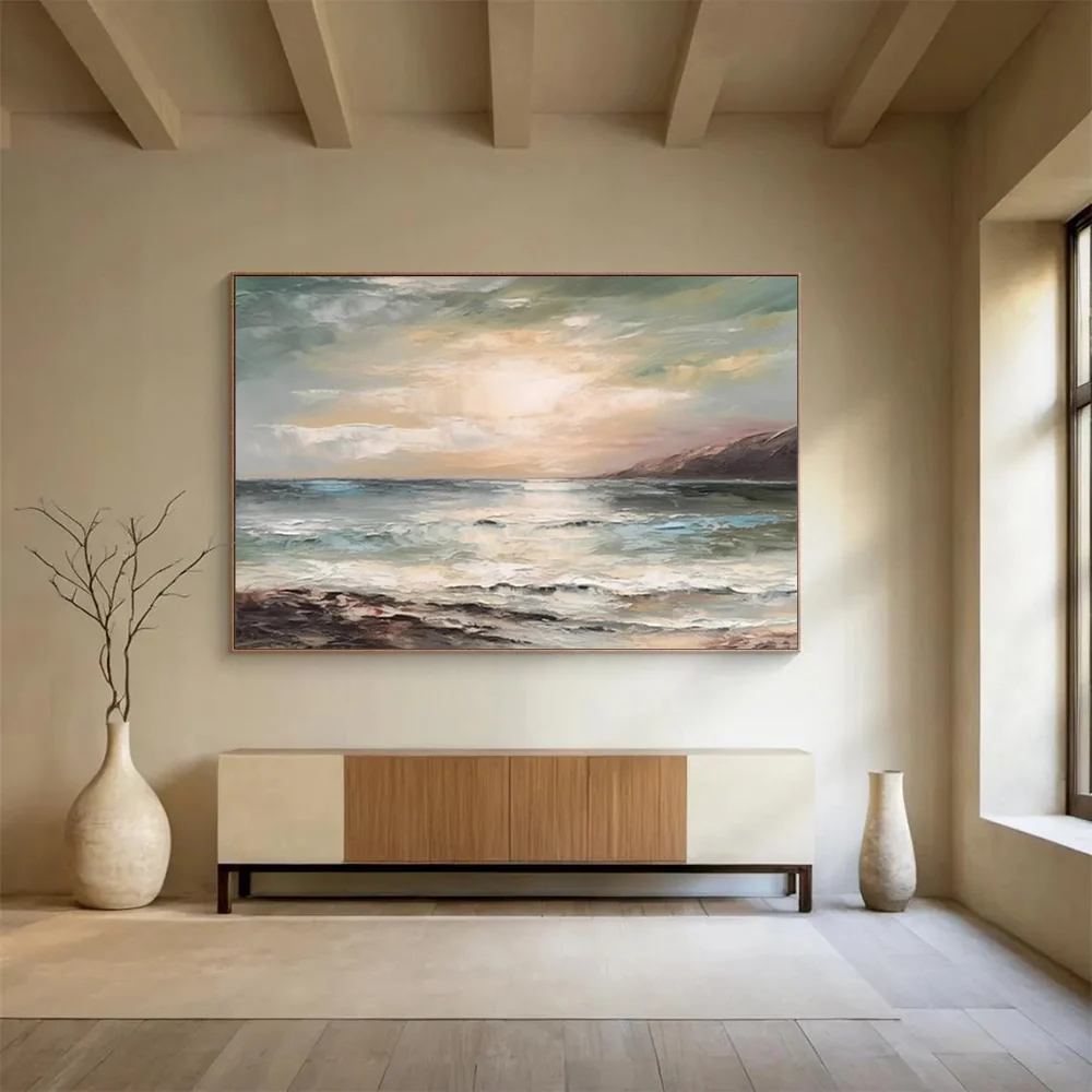 Bedroom Hand-painted View Sea Serene Abstract Artwork YH8Y3